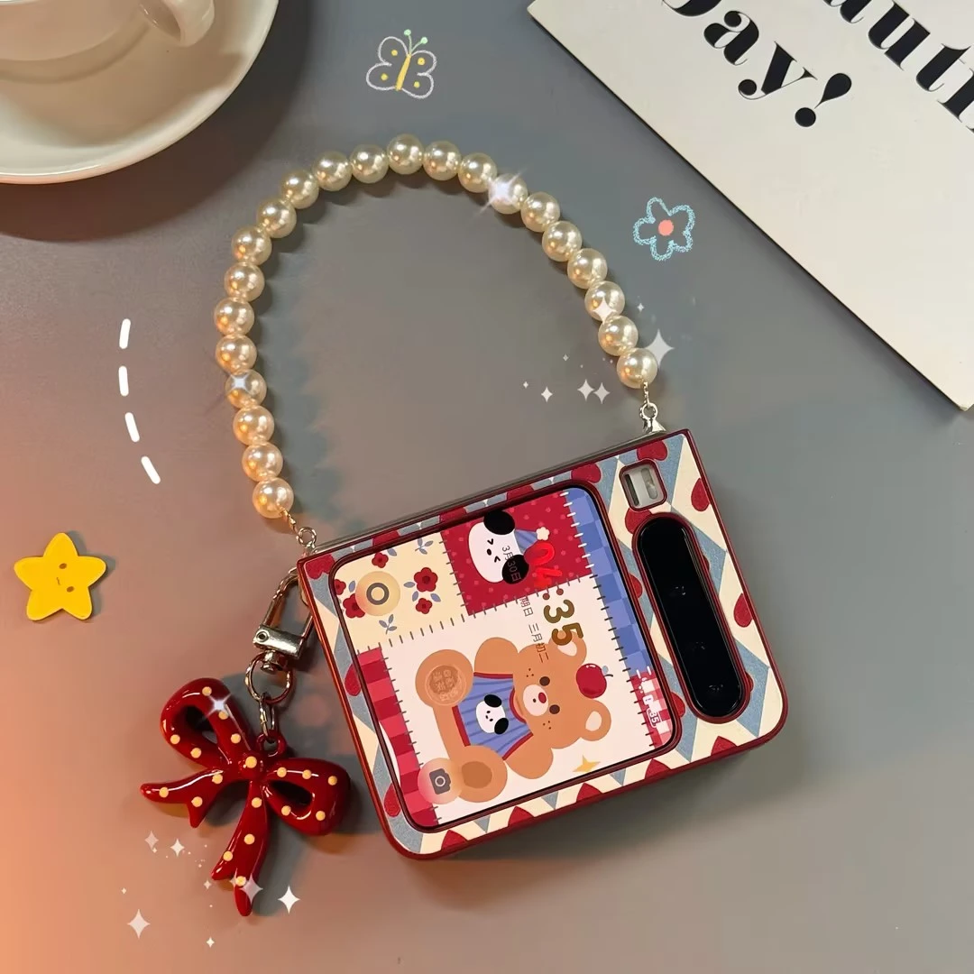 适用华为Pura X阔手机壳新款典藏版折叠屏保护套时尚珍珠手提时尚