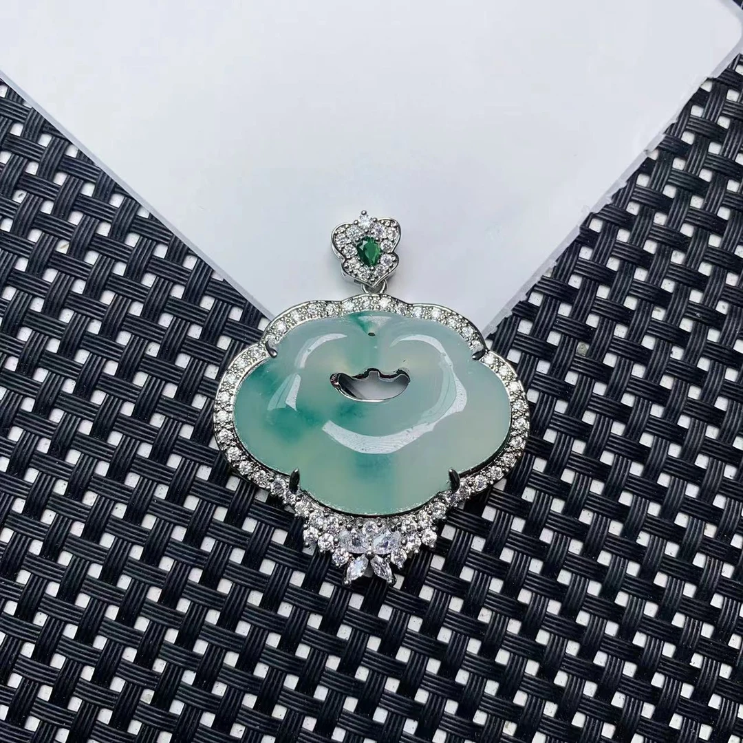 [小石]A1092绿花如意吊坠