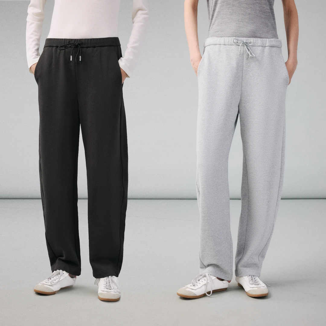 MARIUS时髦运动风长绒棉微锥型宽松抽绳弯刀九分卫裤