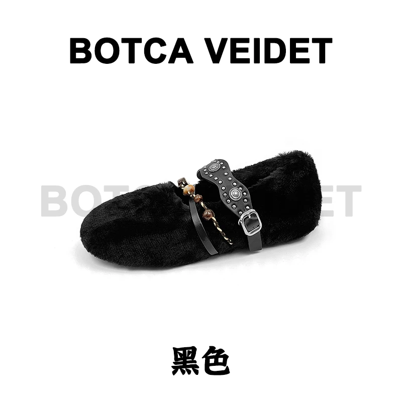 【都市游牧】安先生SHOES冬季时尚毛毛鞋玛丽珍单鞋-HM3063