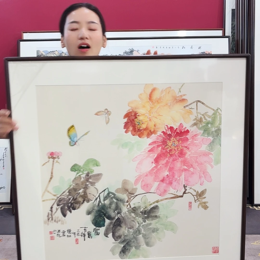 国画手绘作品80×80尺寸