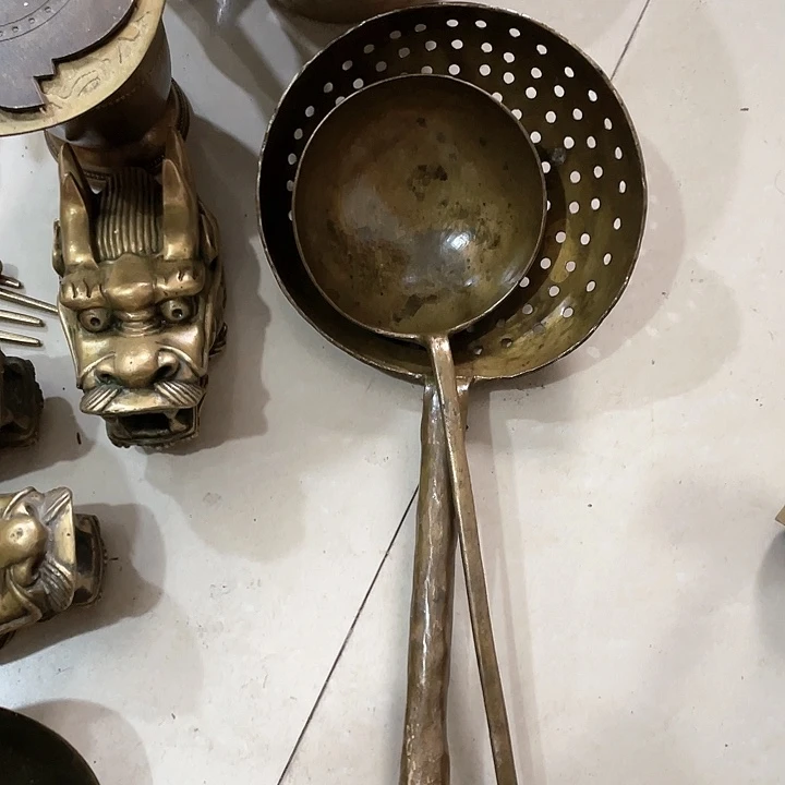 老式铜勺子漏勺古朴典雅