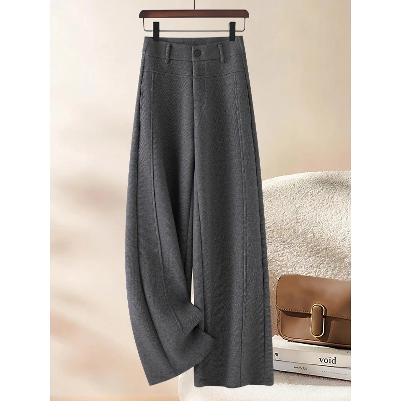 今年流行窄版醋酸羊绒糯米阔腿裤女冬季新款巨好看休闲百搭直筒裤