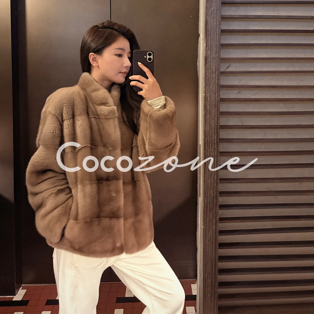 COCO ZONE 刘 一一 芬兰 帕斯条皇冠天鹅绒短二横排水貂 CD3A3225