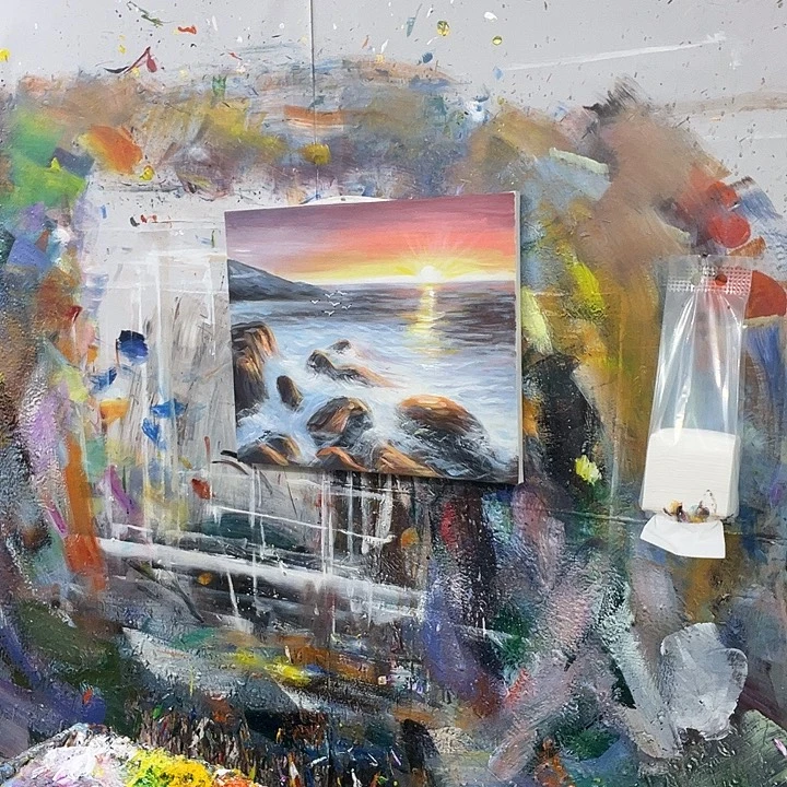 开***y竖款海阔天空挂画现代装饰画