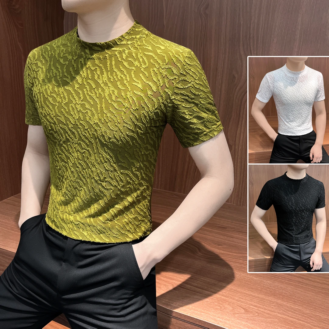 圆领短袖t恤男款爆款2025新款网红款洋气炸街男装休闲男士打底衫