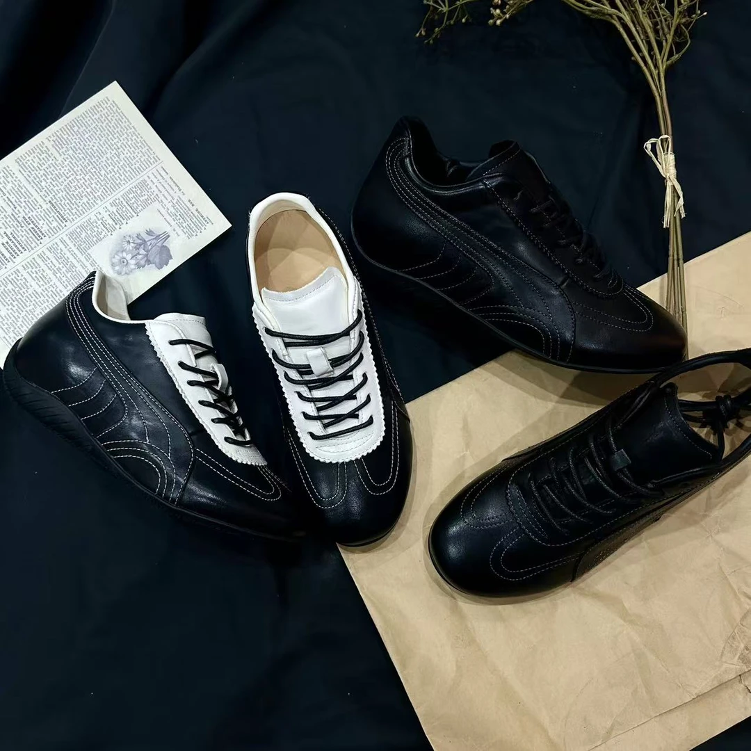 【周大米】5公分！德训鞋休闲鞋25年新款跟高 车线复古低帮赛车鞋