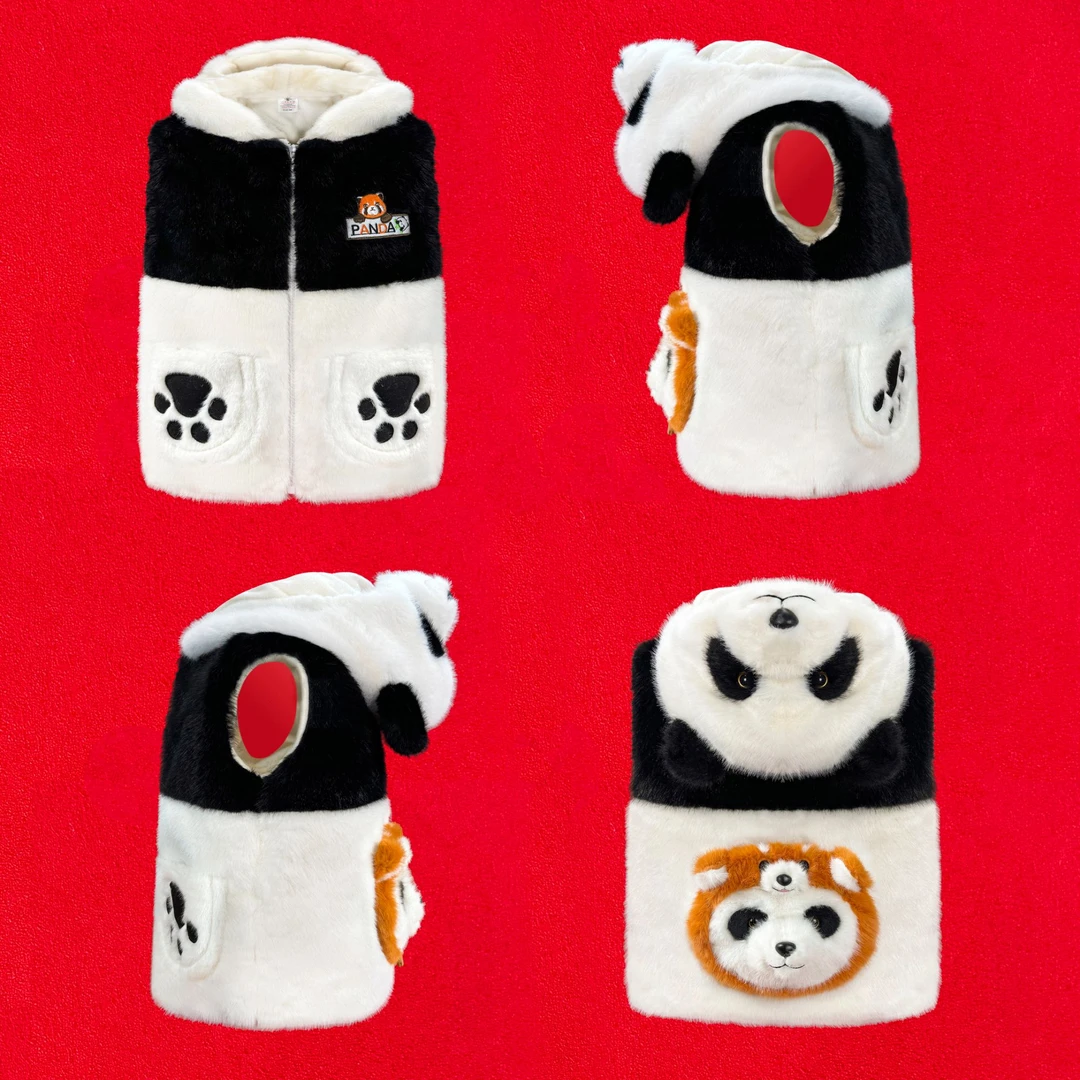 背包熊猫马甲宝宝儿童加厚保暖