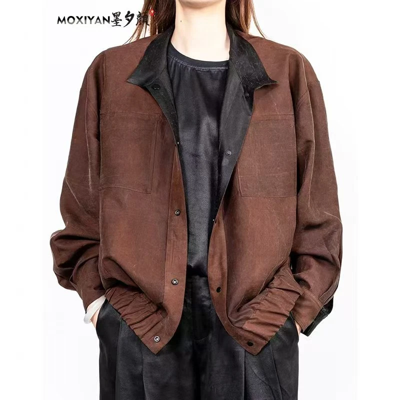 【墨夕颜】2025新款桑蚕丝男装 极简风翻领夹克-MH-779