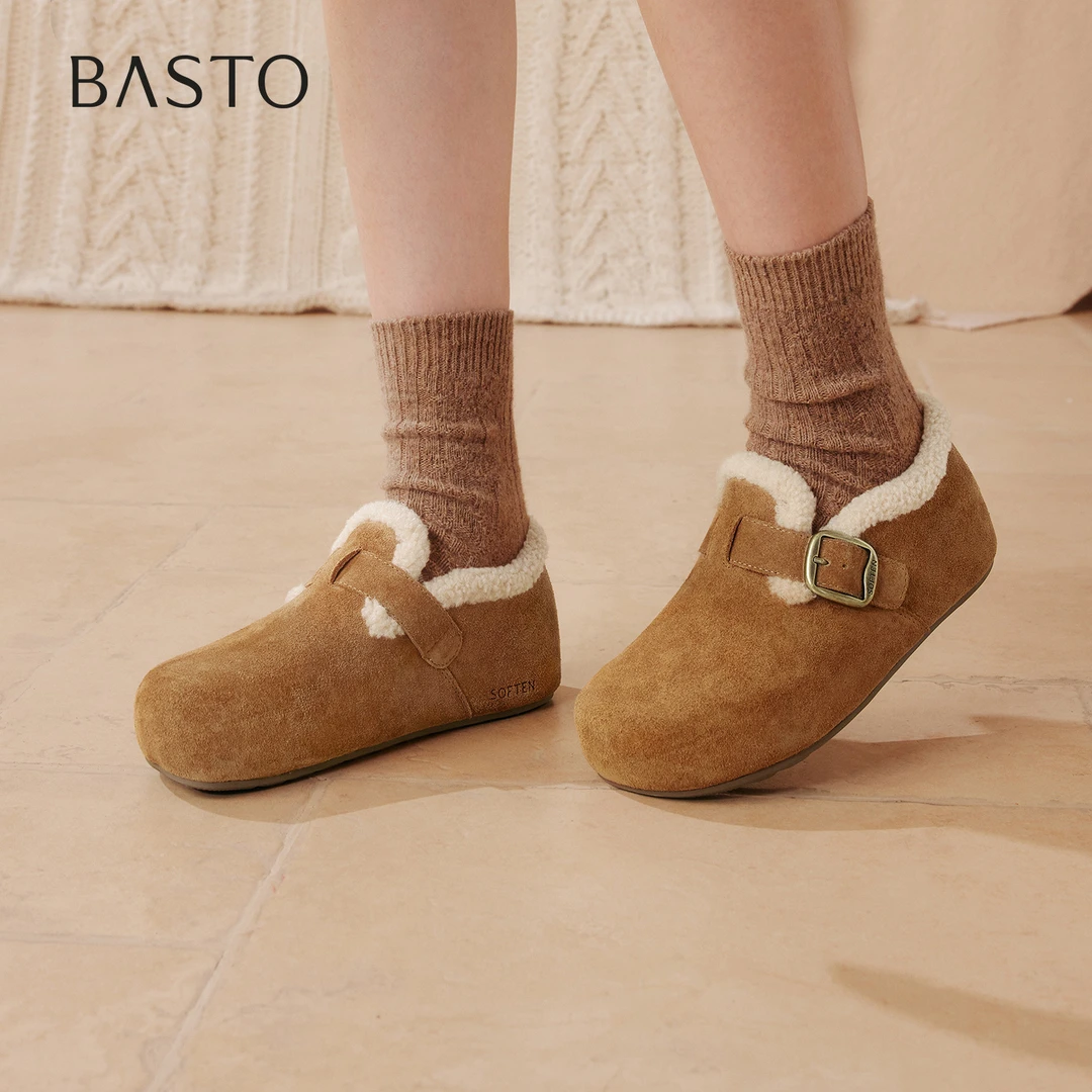 【百思图】2025冬季新款勃肯鞋时尚潮流复古加绒保暖女单鞋B3047DM5