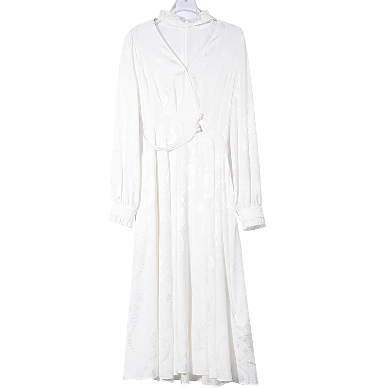 251#真丝连衣裙女长袖春款桑蚕丝女士裙子