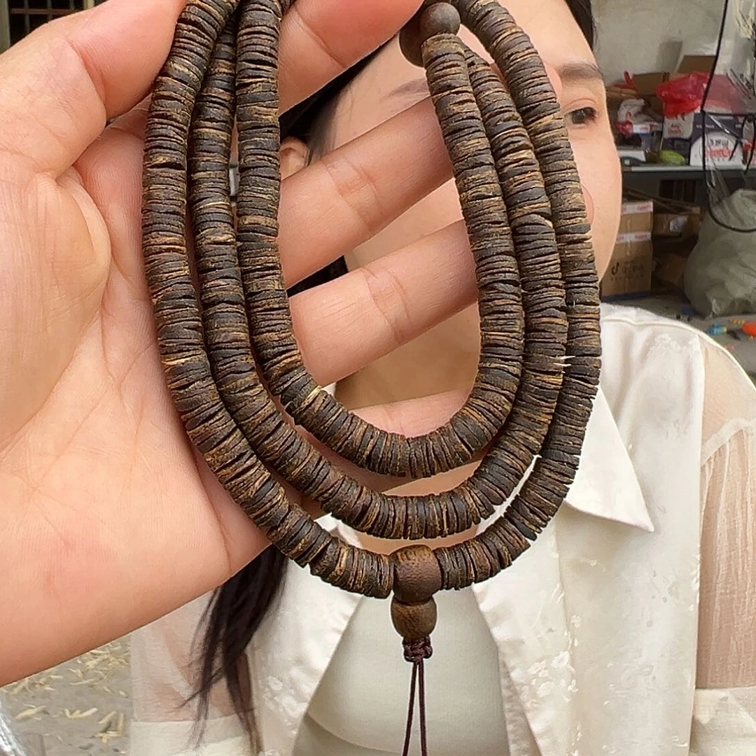 手串沉香海南老白奇金丝红油沉水皮油多圈一条0.7mm