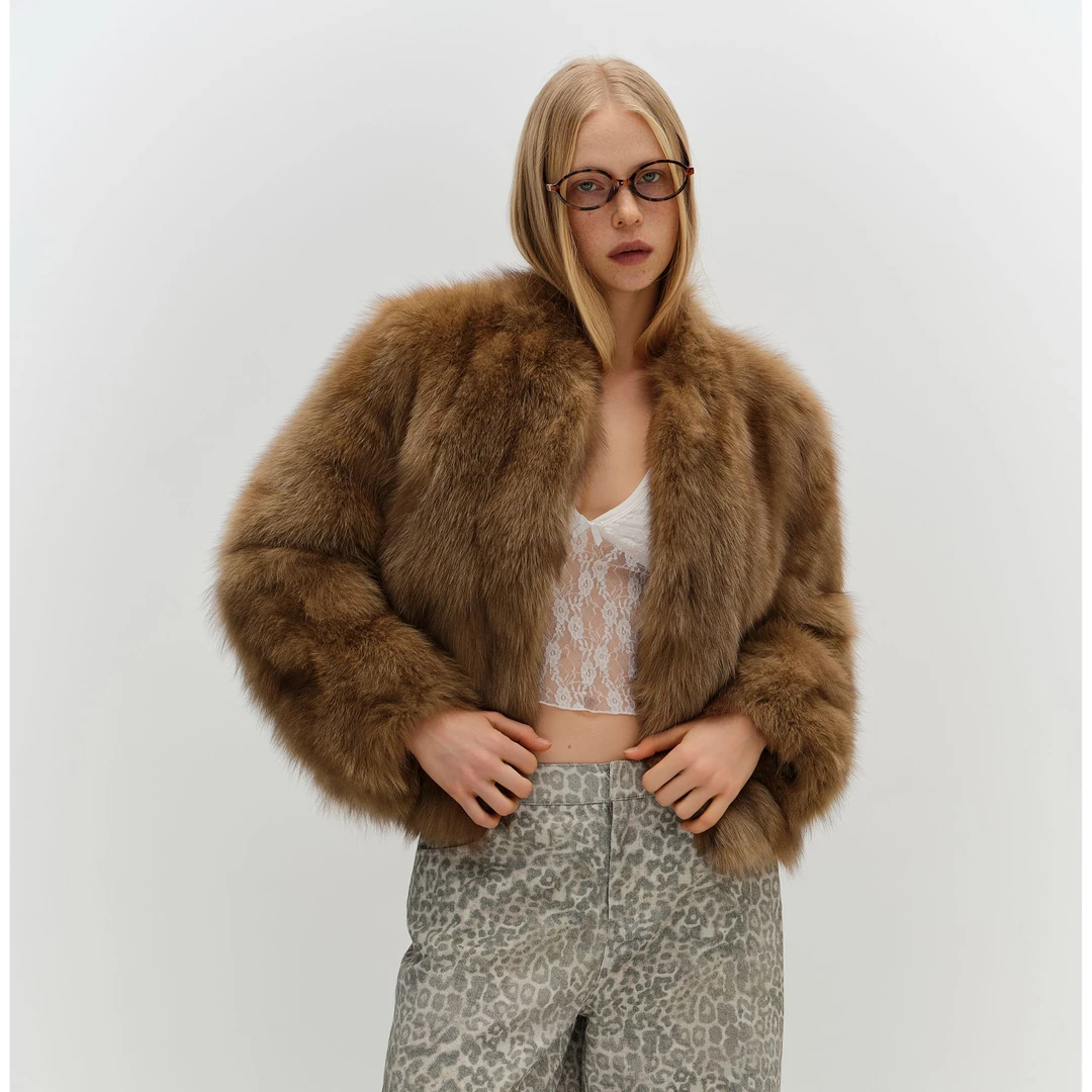 野柚服饰 芬兰进口sagafurs狐狸毛喷色晕染皮草外套女丨霜华映月