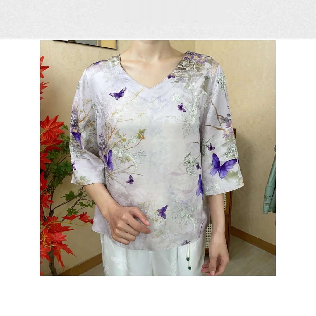 793 新中式国风中式小衫时尚显瘦休闲上衣阴阴夏木啭黄鹂