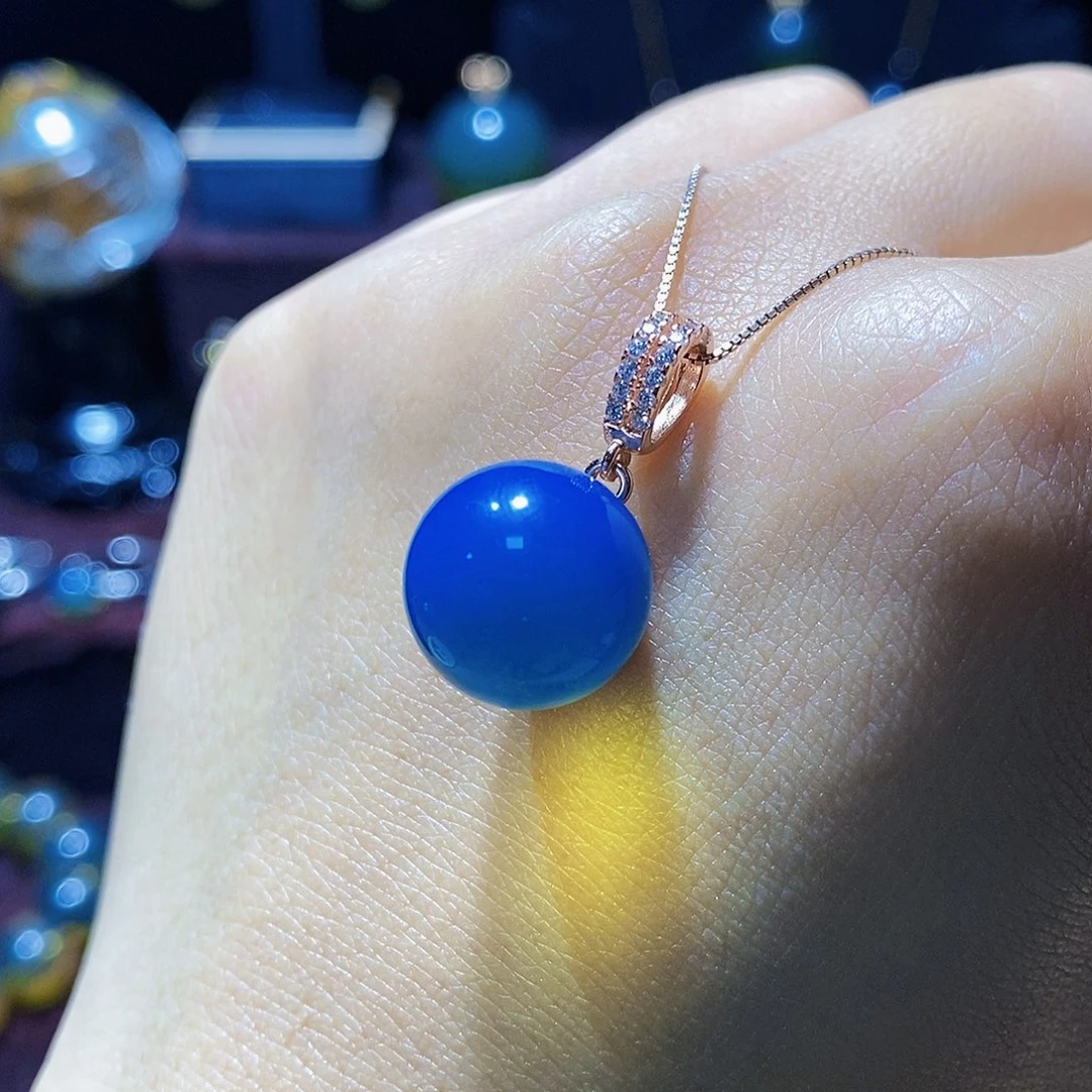 蓝珀颈饰银S925镀金镶嵌尺寸13➕