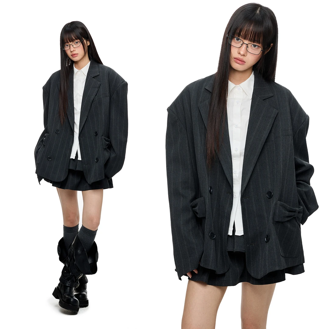 JIKOO【黑松露】高级感百搭免烫灰色西装外套气质休闲西服
