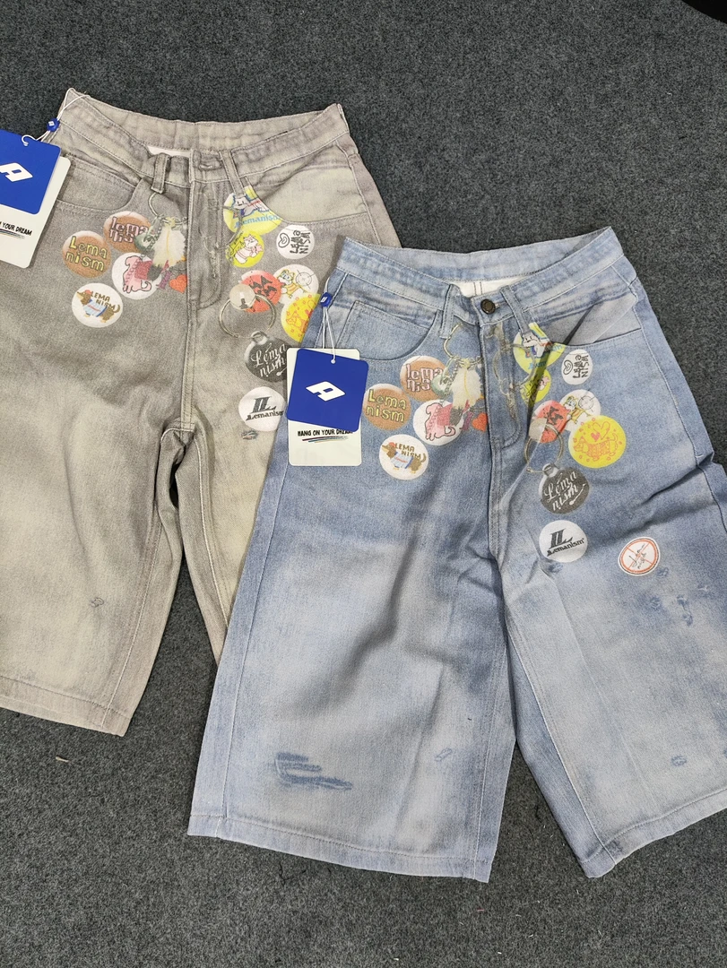 （D4-4#510）3D打印趣味徽章牛仔七分裤