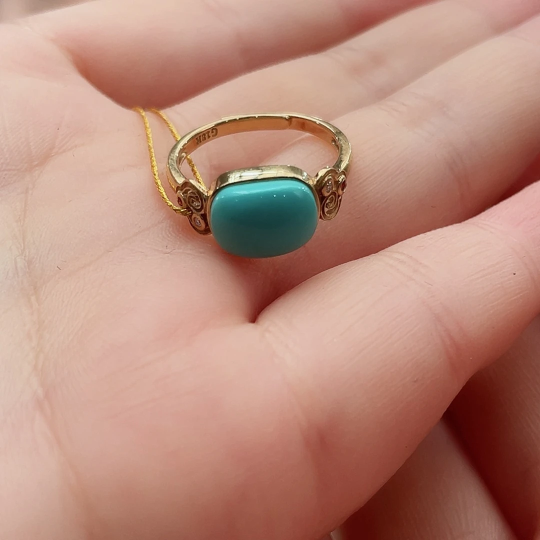 绿松石戒指18K金镶嵌