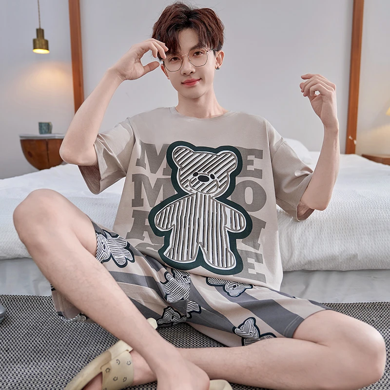 【父亲节礼物】夏季纯棉男士睡衣新款可外出大码宽松休闲家居服套装