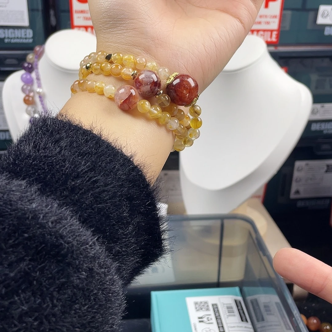 手链银S925镶嵌烟晶