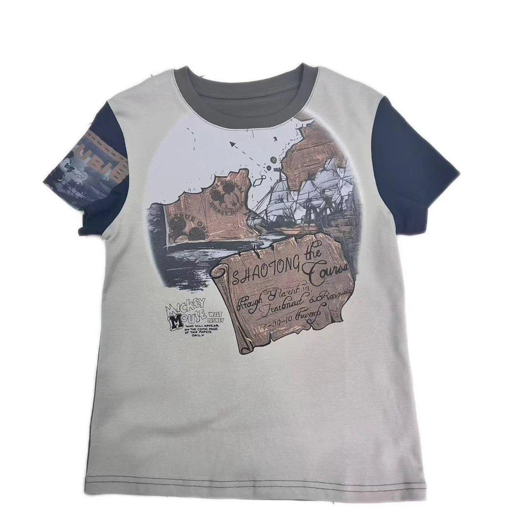 120扎染印花拼色T恤