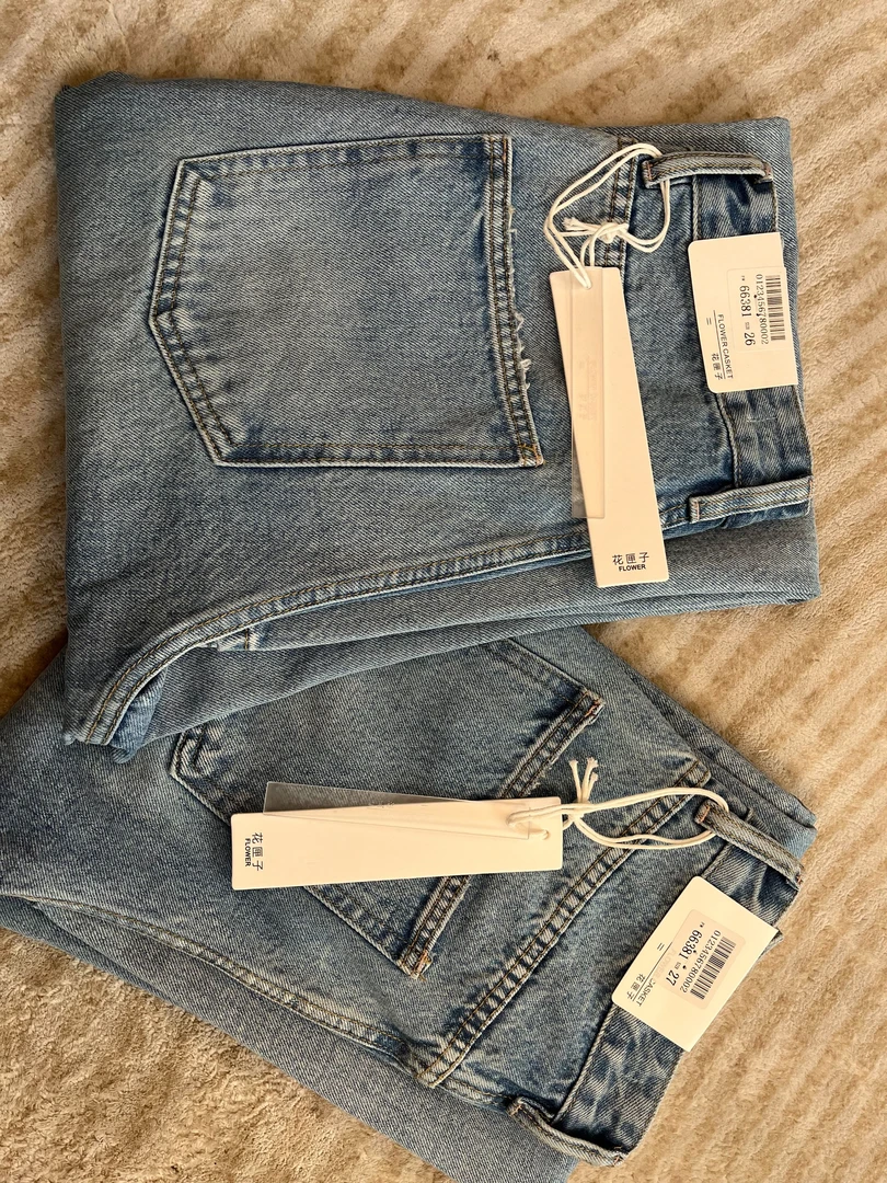 【381】花66欧阳MWMA春款新款无弹时尚百搭宽松窄版阔腿牛仔裤