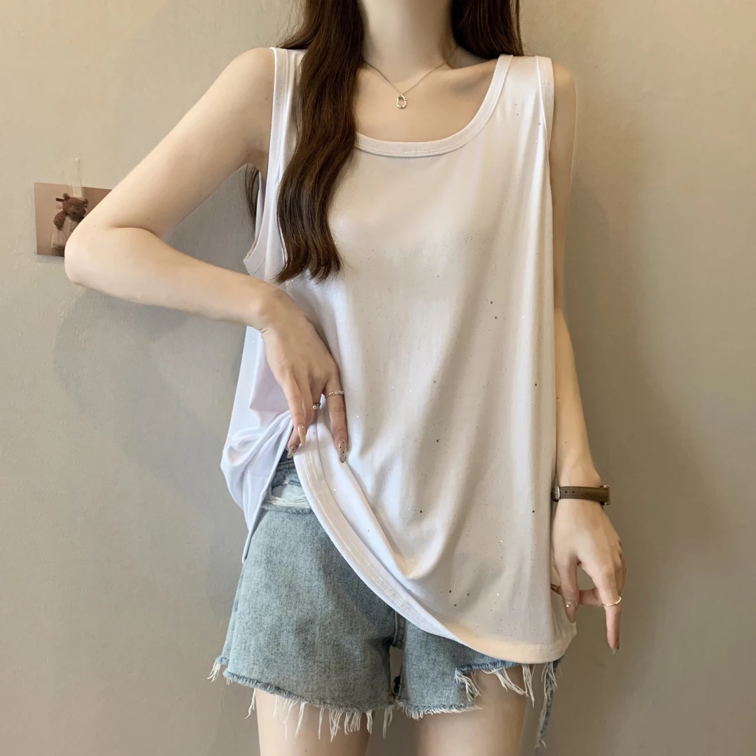 大码宽松内搭中长款背心女2025新款夏季胖mm遮肚藏肉吊带上衣外穿
