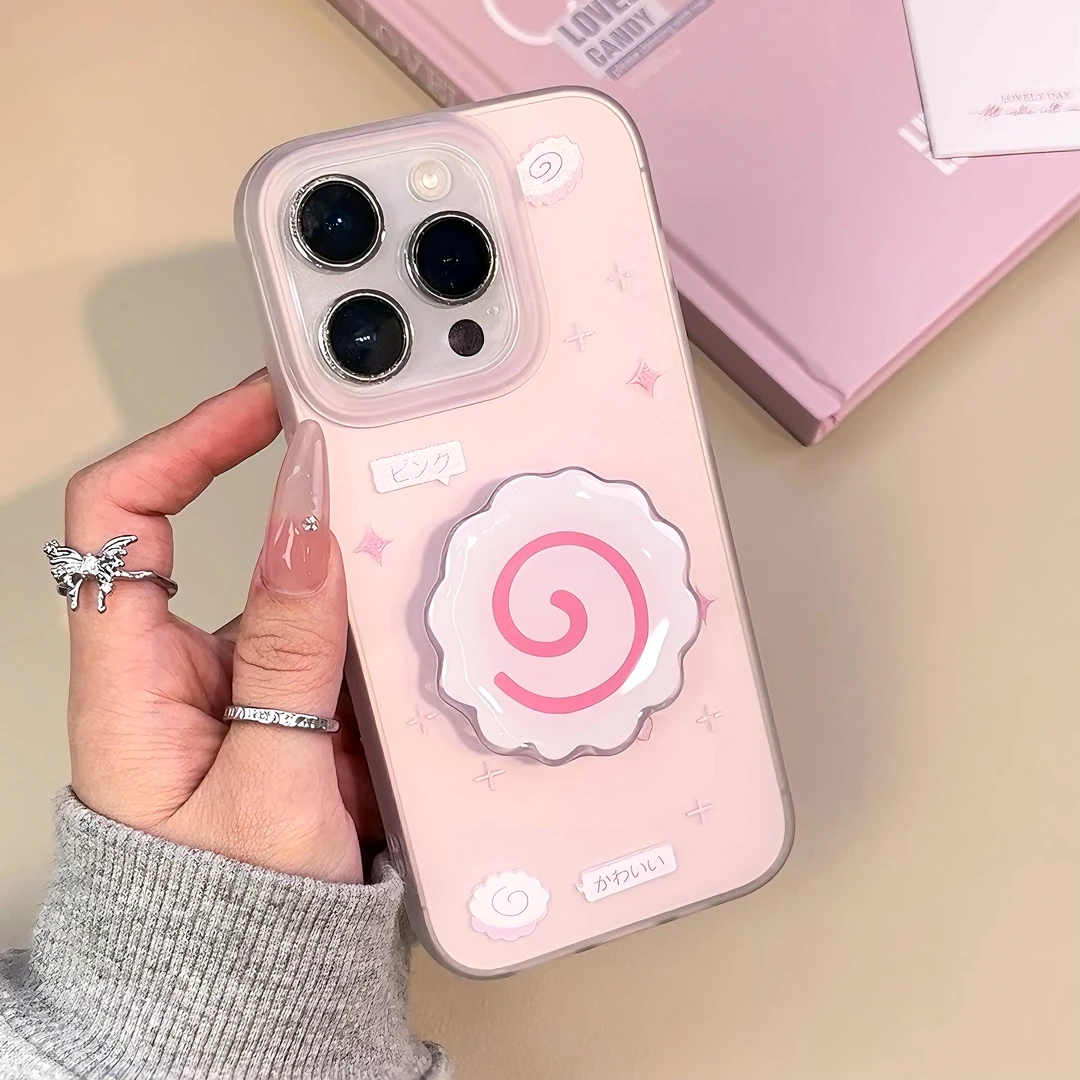 雅天立ins风透粉鱼饼适用苹果16promax手机壳iPhone13软1514磨砂