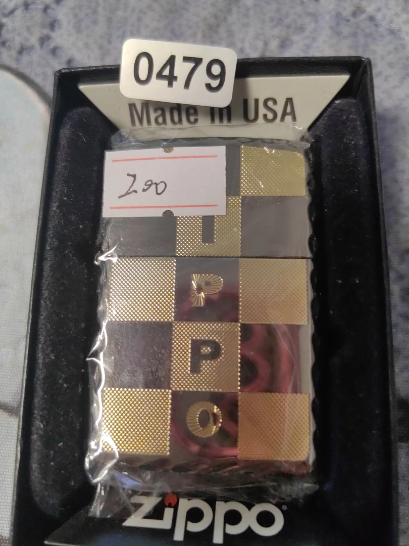 Zippo打火机回血22C黑冰格子Z标-0479