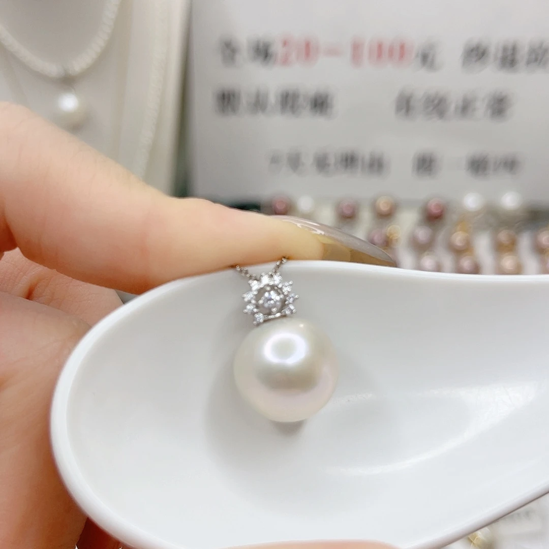 吊坠(不含链)银S925镶嵌淡水珍珠