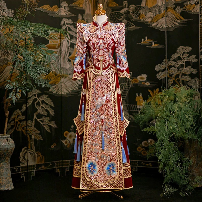 大码胖mm200斤秀禾服婚服2025新款重工出阁服高端敬酒服显瘦嫁衣