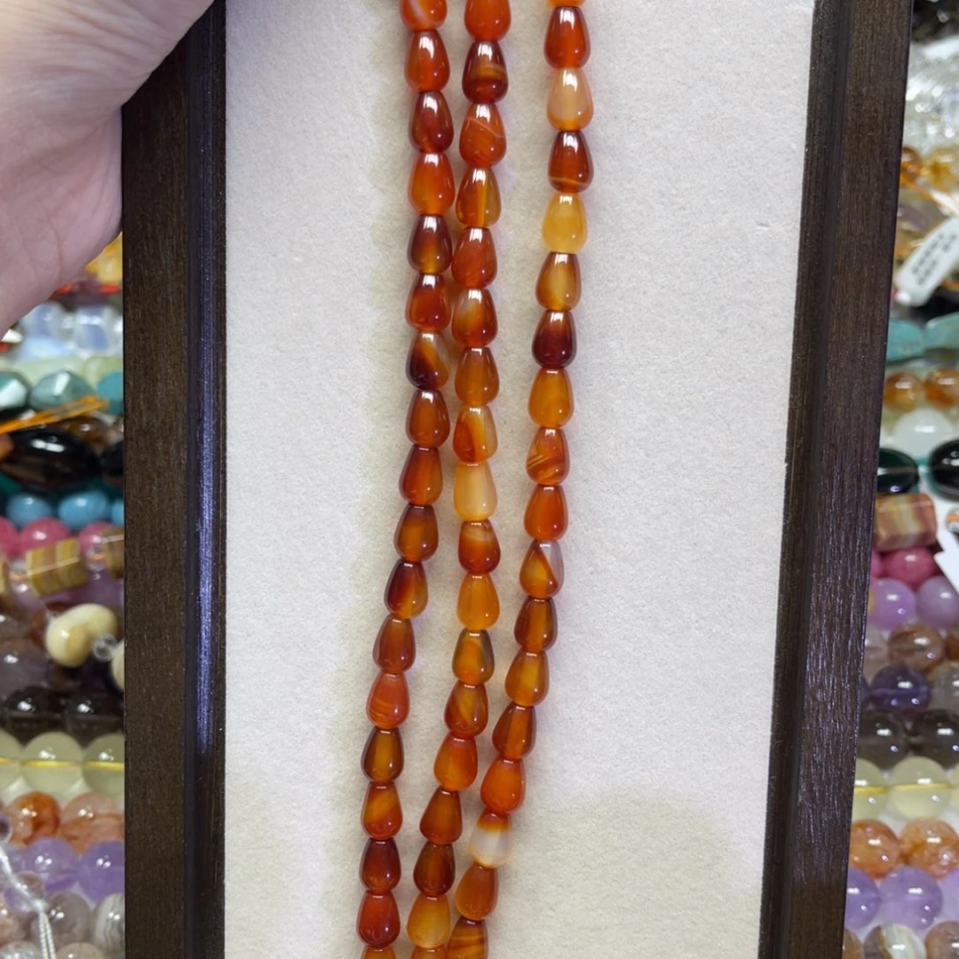 玛瑙/玉髓散珠天然红玛瑙卡7➕✖️8.8长条38厘米