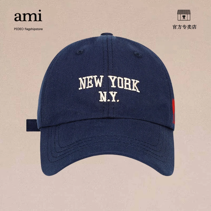 AMI PEDEO官方正品韩国潮牌水洗刺绣软顶棒球帽鸭舌帽女秋牛仔帽