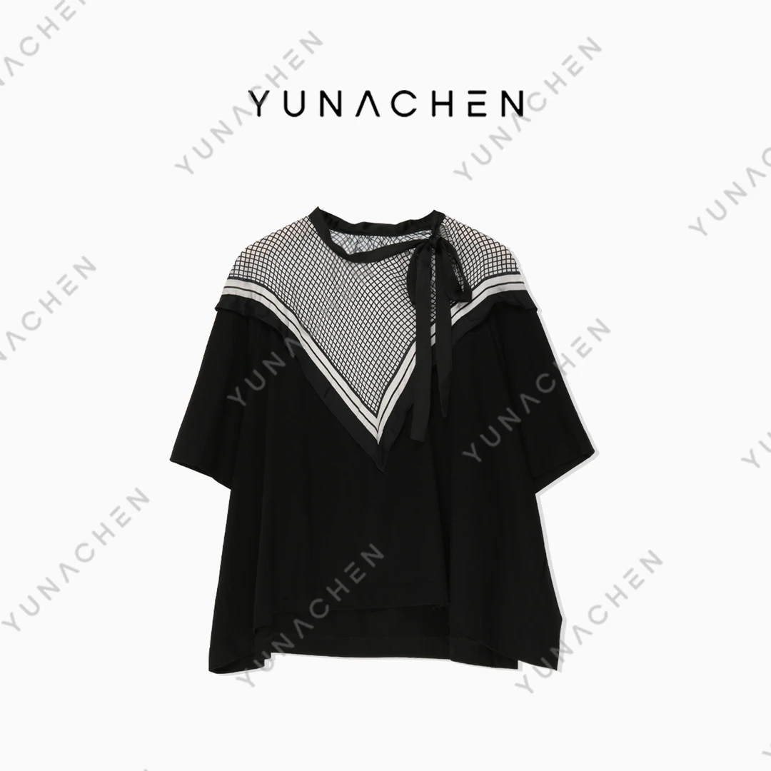 【风华】D13时尚短袖T恤百搭设计重工拼接389-999-W24SN24A