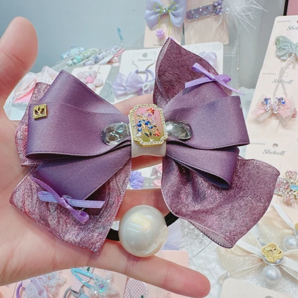 c0505-xb紫色蝴蝶结发圈（单只）【满15包邮发货】
