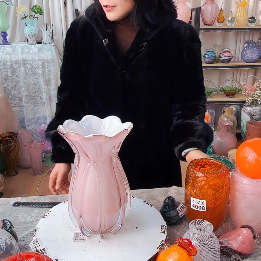 粉紫白菜瓶家悦琉璃工艺品