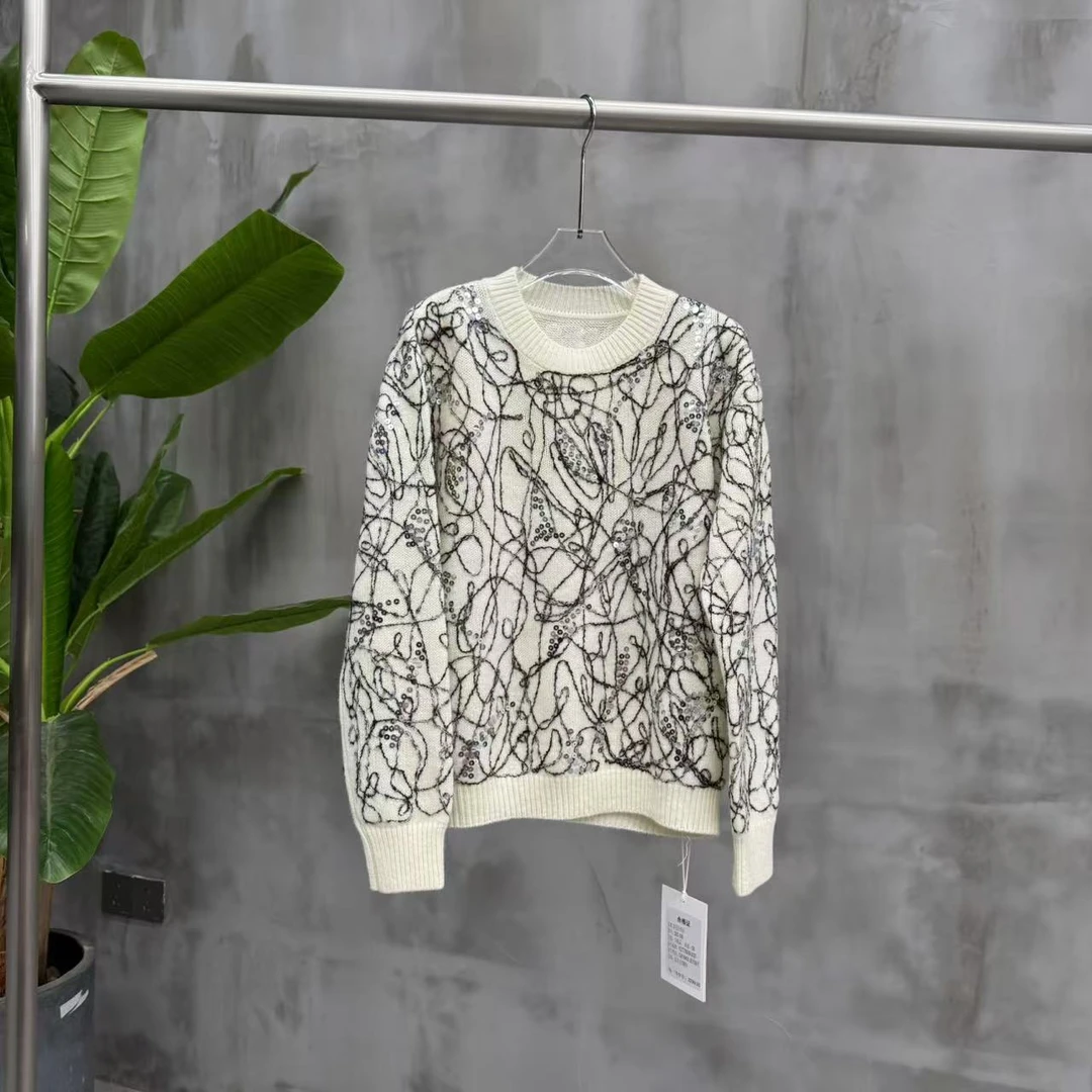 设计款时尚羊毛针织衫休闲女士毛衫时尚秋宽松冬毛衣女283-106