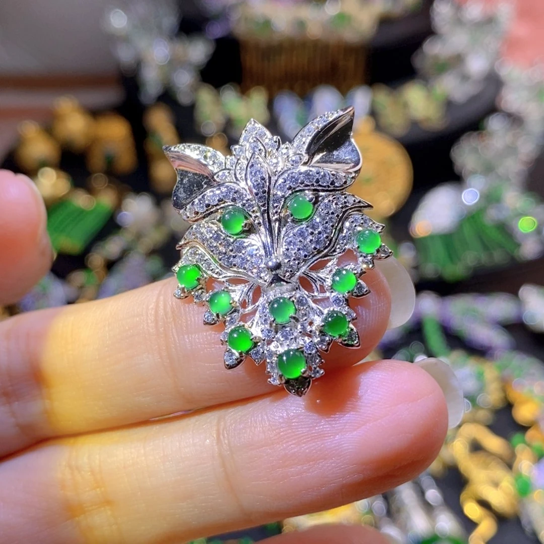 吊坠(不含链)银S925镶嵌翡翠