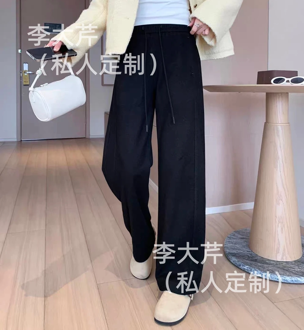 超窄版显瘦弯刀休闲裤 秋季舒适百搭拼接松紧腰抽绳洋气精致新款