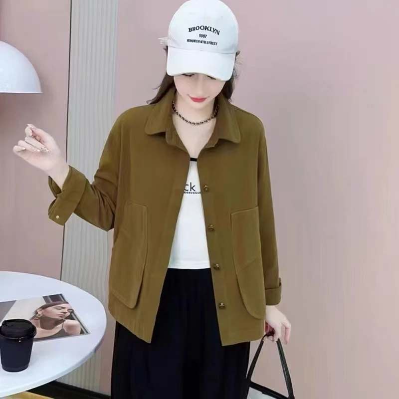 春秋新款单牛仔棉开衫衬衣外套女837#  衣长59