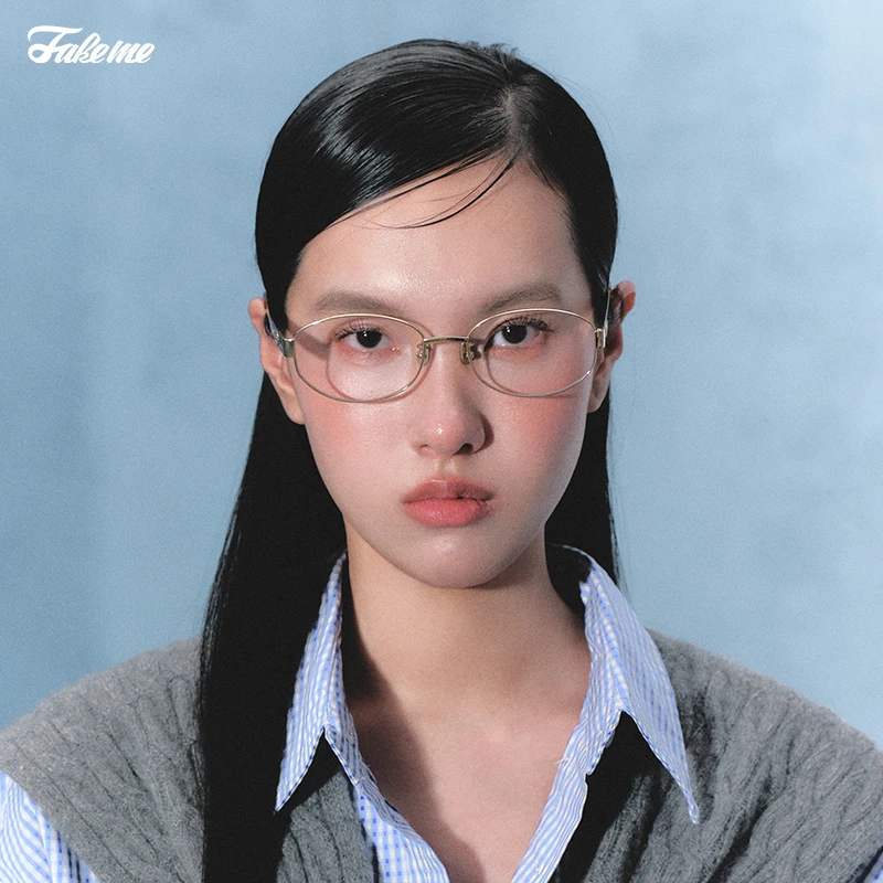 Fakeme(达人专属)新品轻奢椭圆框光学镜ins风素颜镜大小姐 Nocap