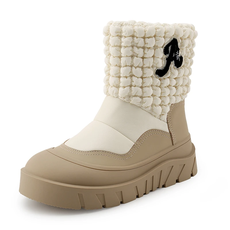 【年终特惠】厚底增高时尚雪地靴女防滑靴子短中筒纯羊毛雪地棉鞋子