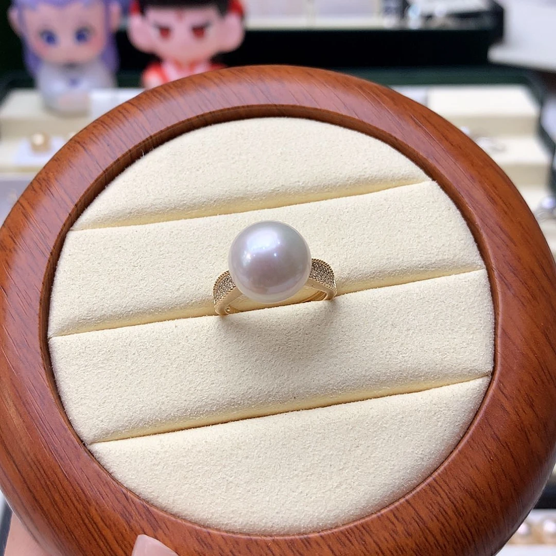 戒指银S925镶嵌淡水珍珠