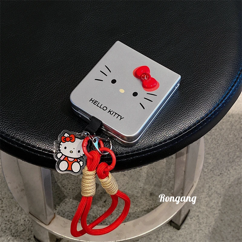 适用小米折叠屏mixflip手机壳华为pocket2KT猫蝴蝶结带挂绳s挂件