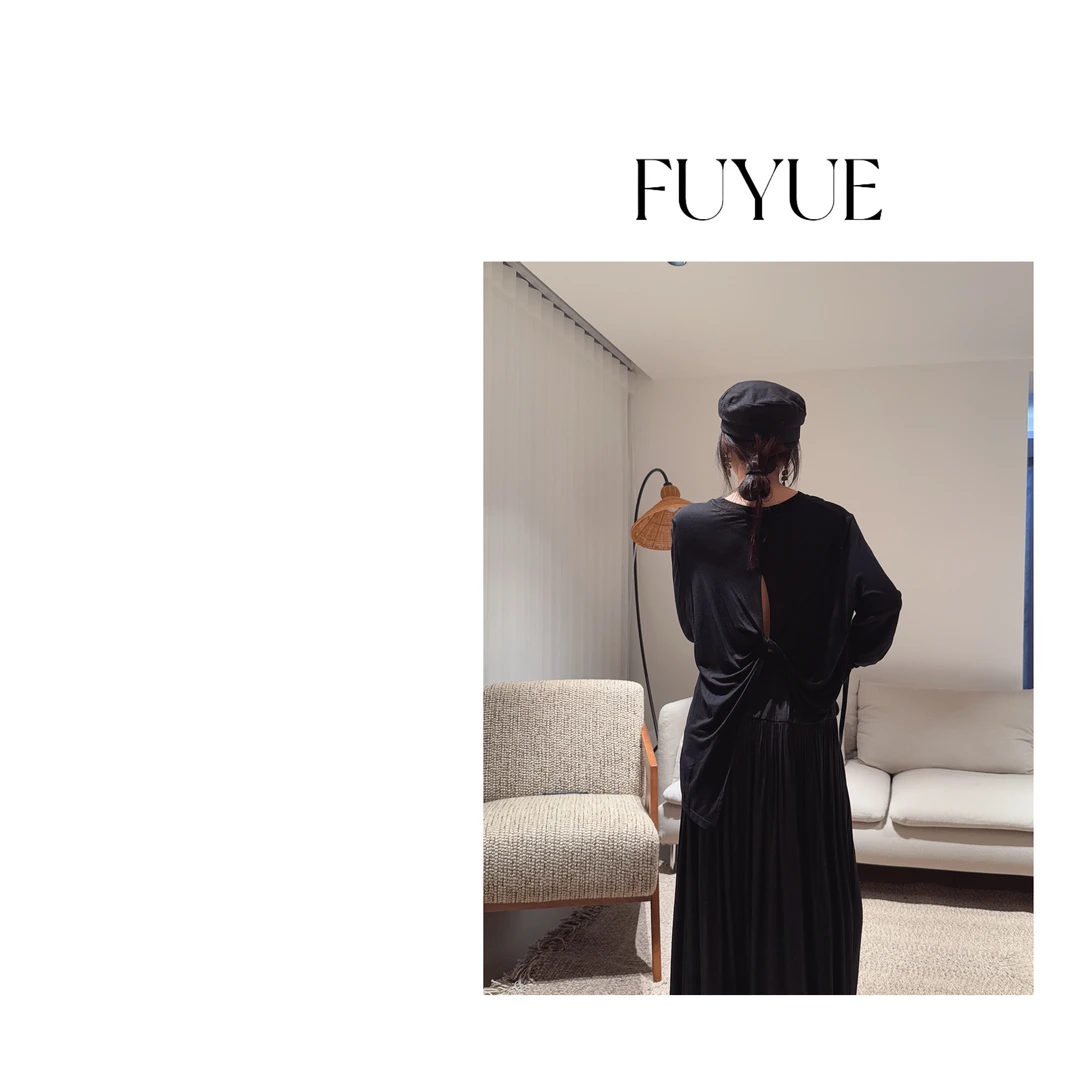 FUYUE赴约 品质黑色上衣显瘦轻奢时尚春季法式优雅