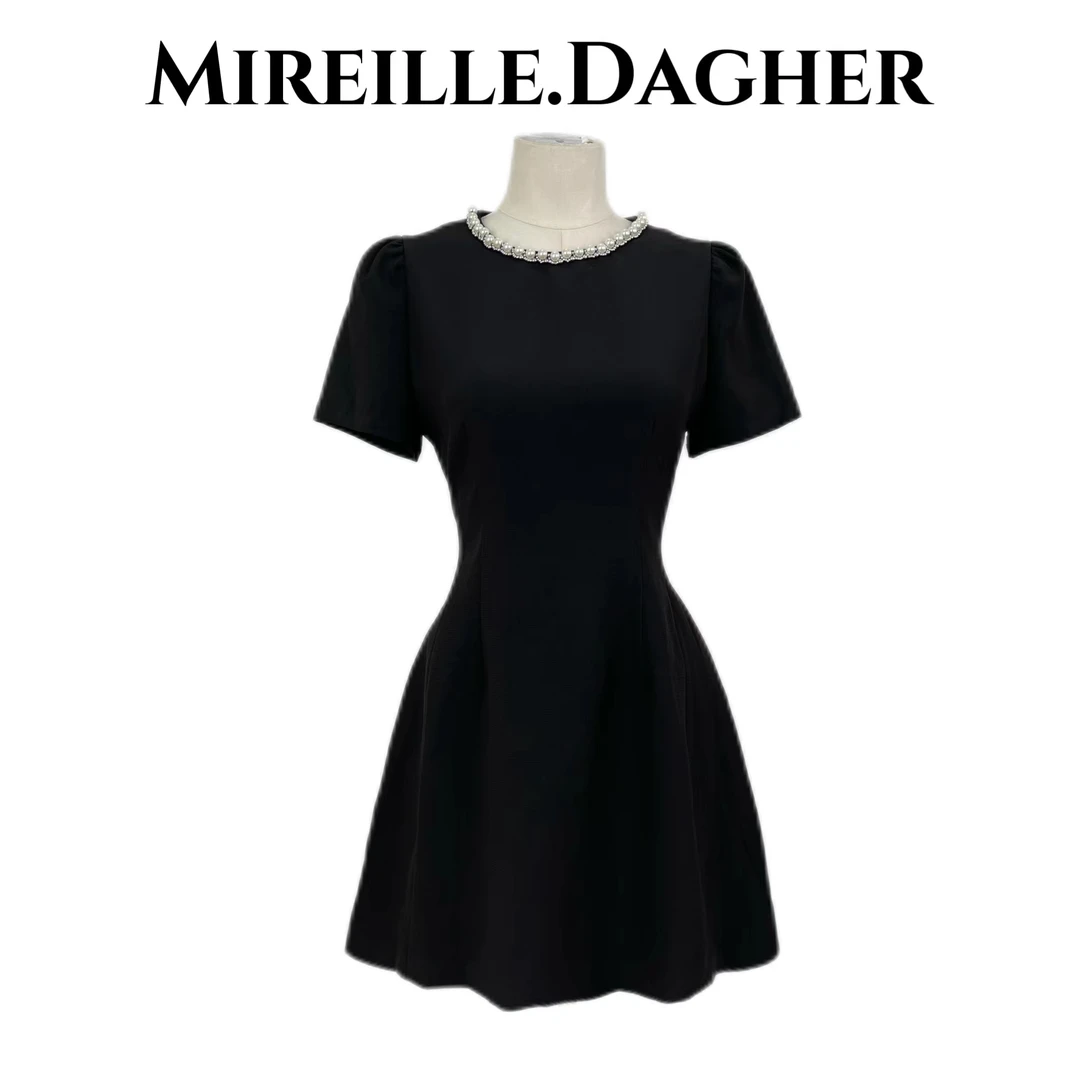 米莱Jiaer/夏季新款气质时尚领带钻小黑裙27231