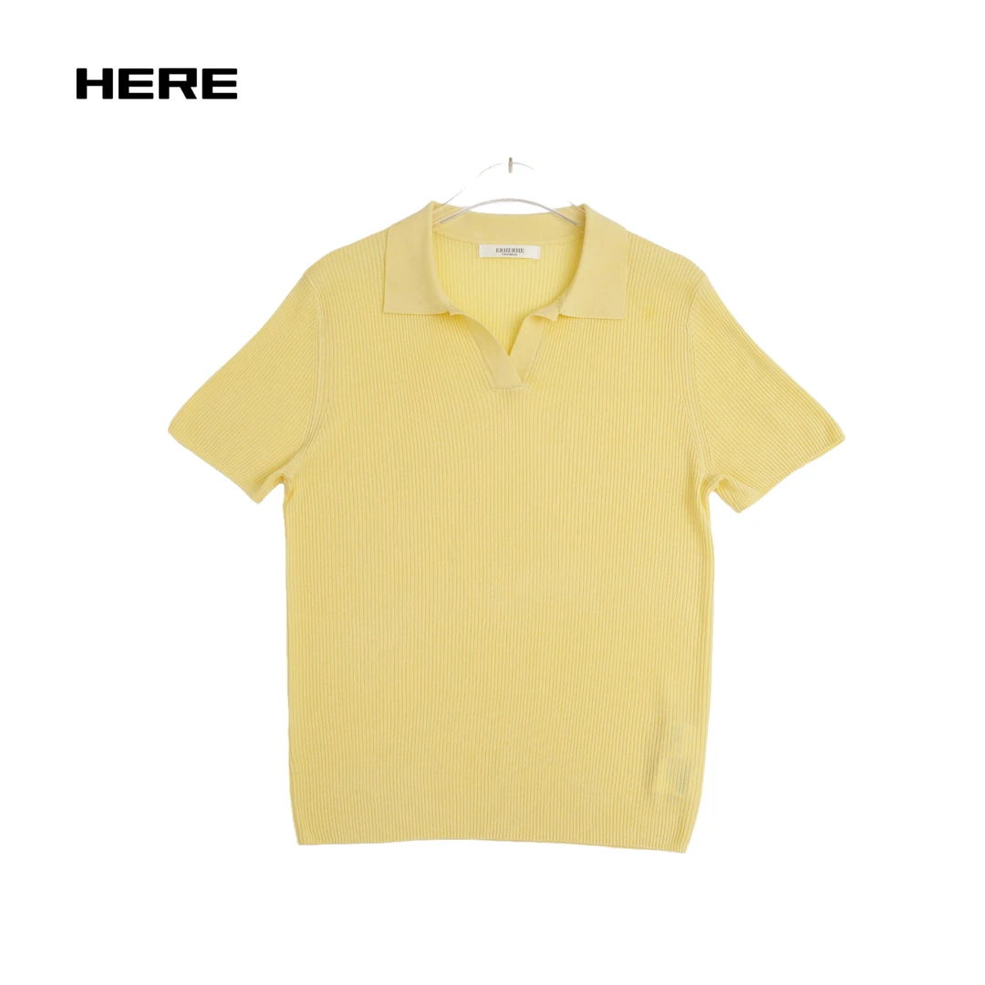 夏季桑蚕丝纯色编织时尚上衣短袖polo运动T恤夏季运动短袖T恤