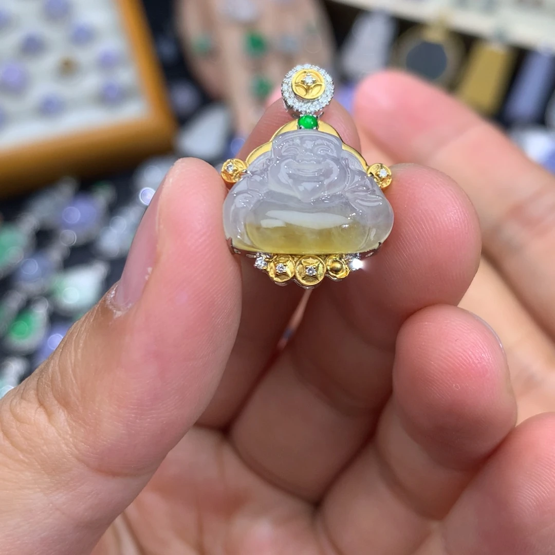 翡翠18K金镶嵌吊坠(不含链)签收后48小时鉴赏期