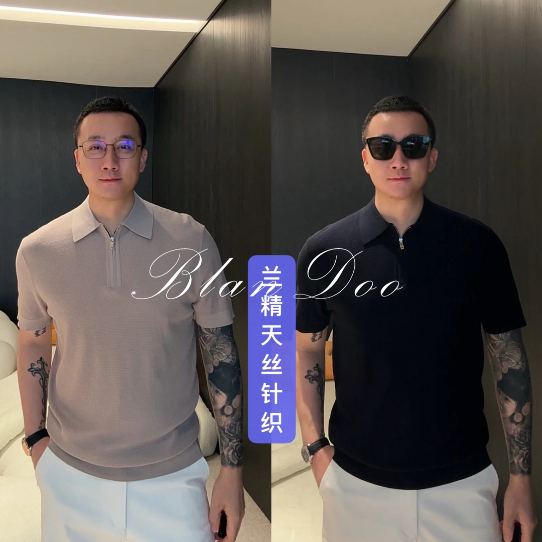 BLANDOO “兰精天*丝混纺”简约百搭翻领针织Polo衫0BD04
