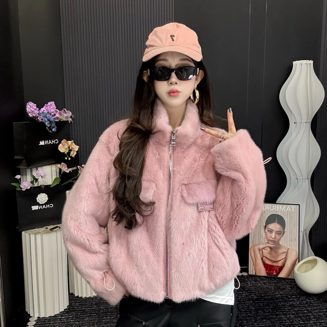 【温莎可露丽】秋冬女士高级休闲时尚轻奢设计师款水貂外套——88-292